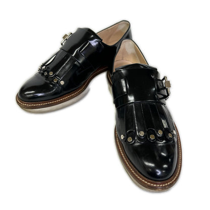 TOD'S トッズ スタッズ キルト モンクストラップ パテント ローファー シューズ