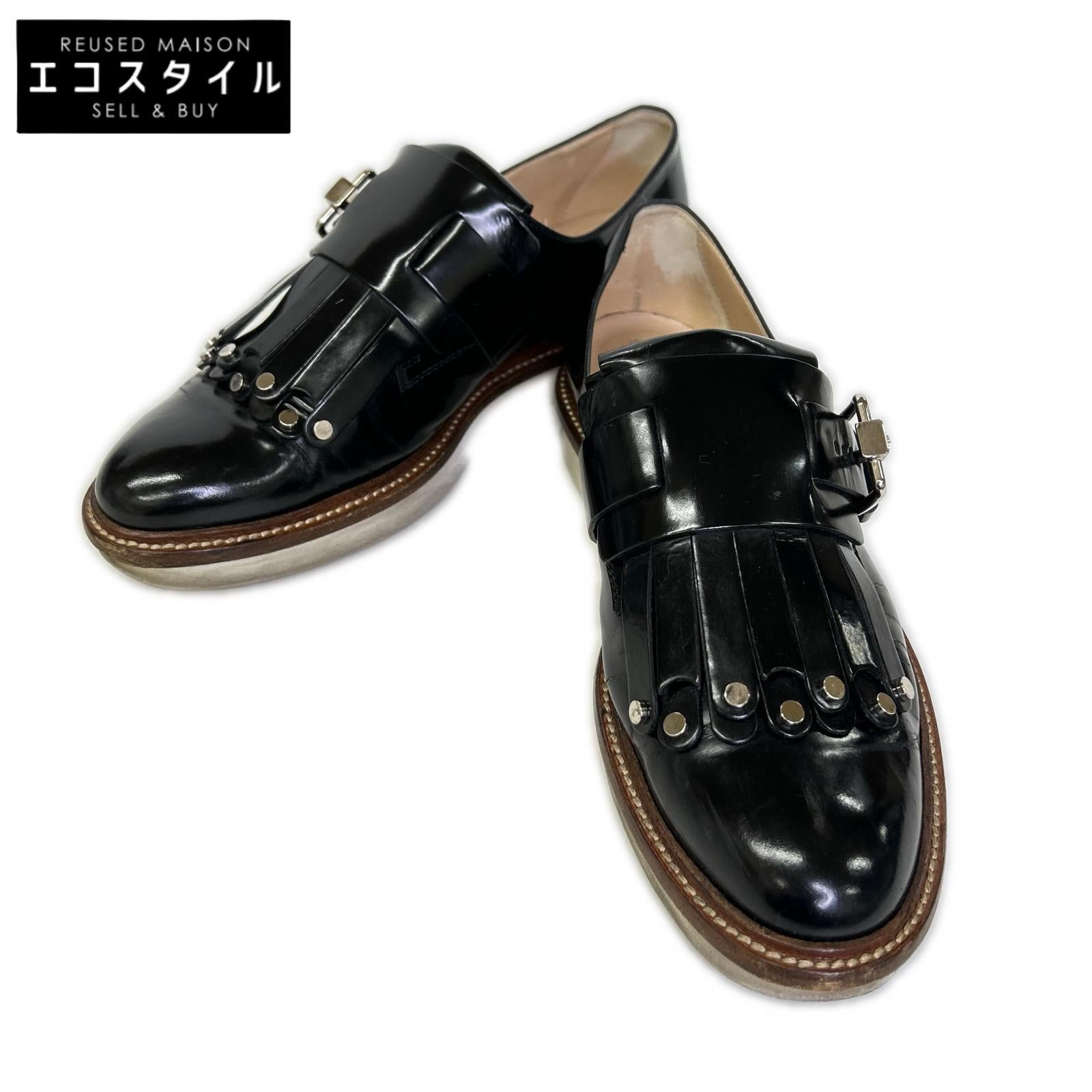 TOD'S トッズ スタッズ キルト モンクストラップ パテント ローファー シューズ