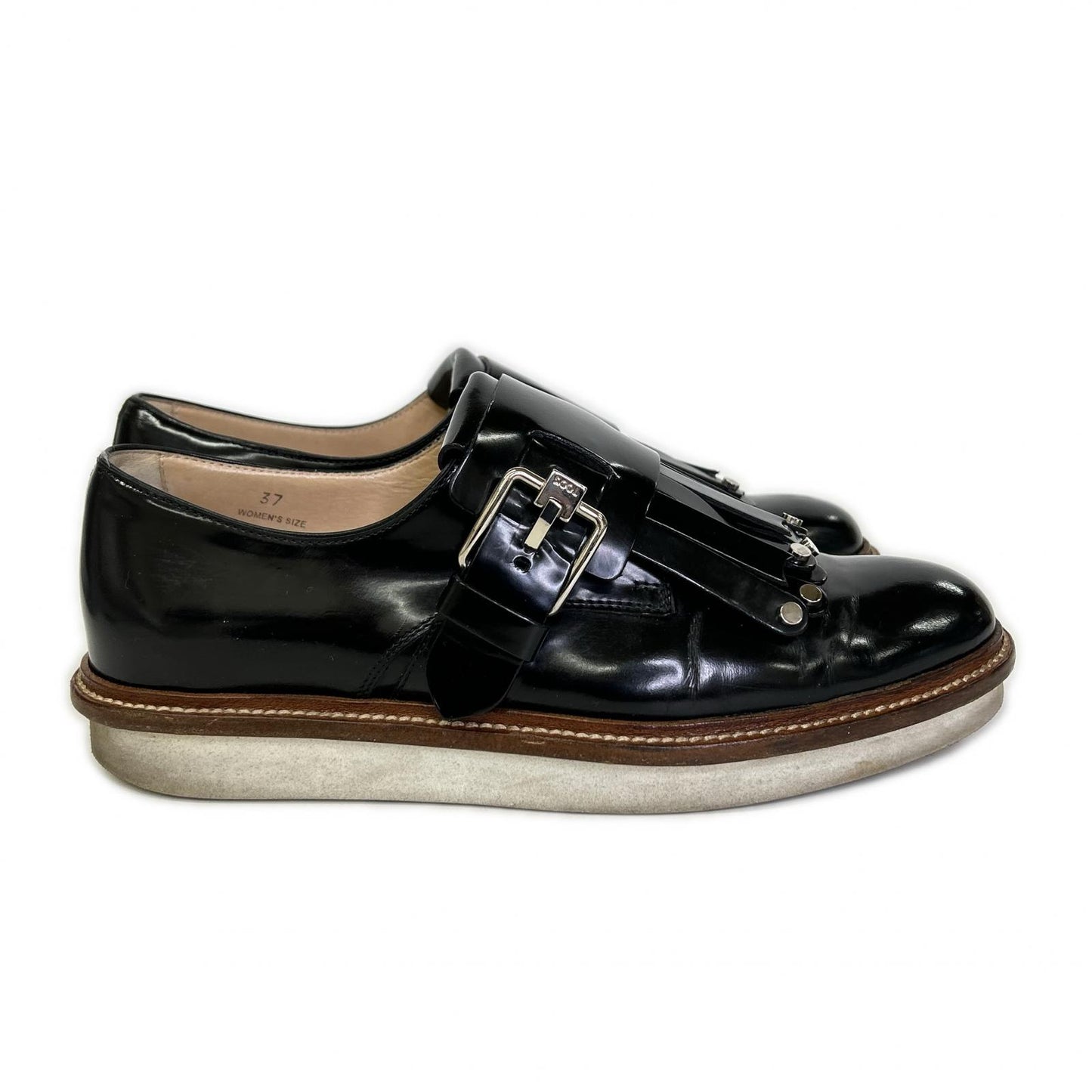 TOD'S トッズ スタッズ キルト モンクストラップ パテント ローファー シューズ