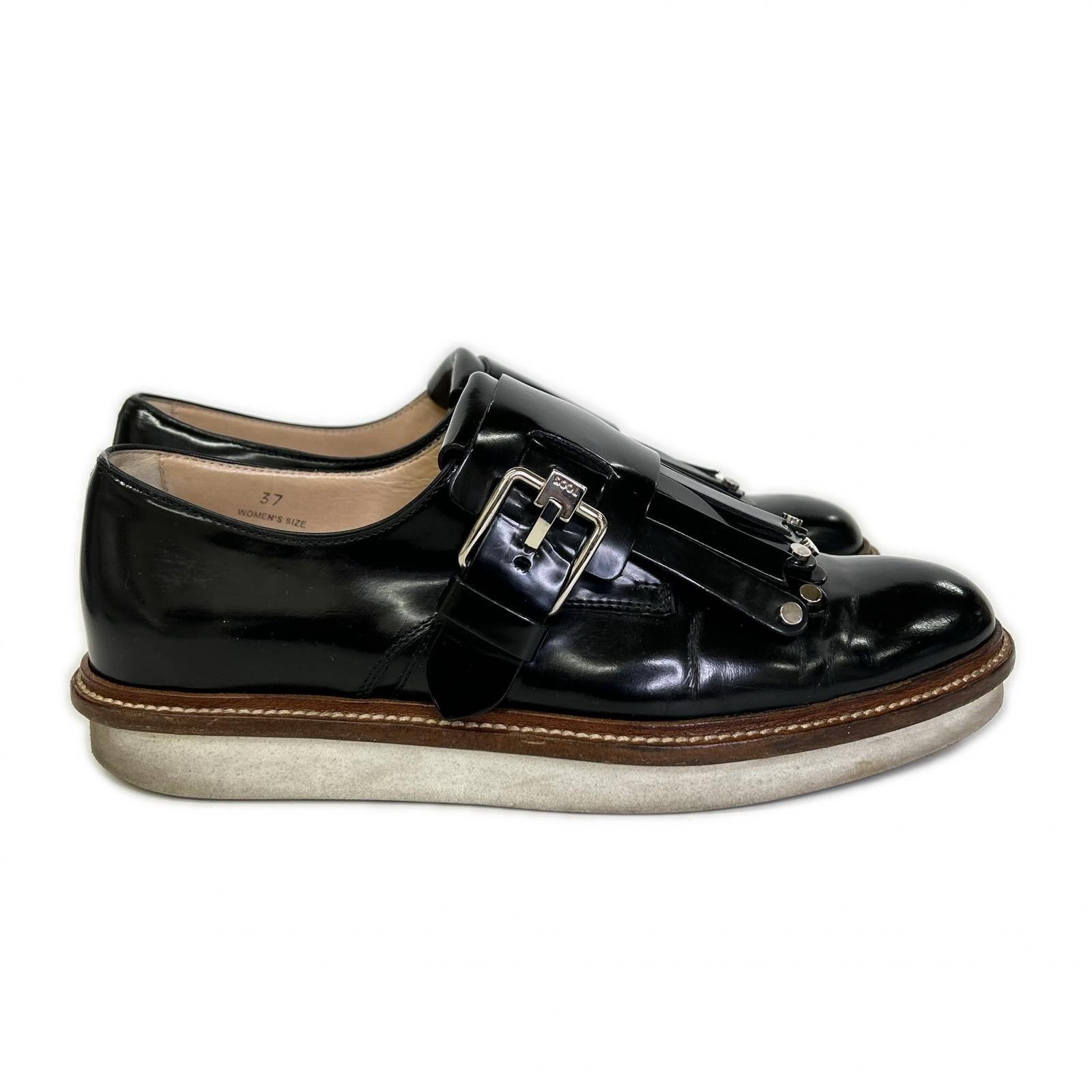 TOD'S トッズ スタッズ キルト モンクストラップ パテント ローファー シューズ