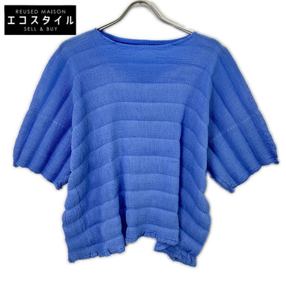 MeISSEYMIYAKE ミーイッセイミヤケ MI62FK361 ブルー RIPPLE SEE-THROUGH CREPE ブラウス トップス