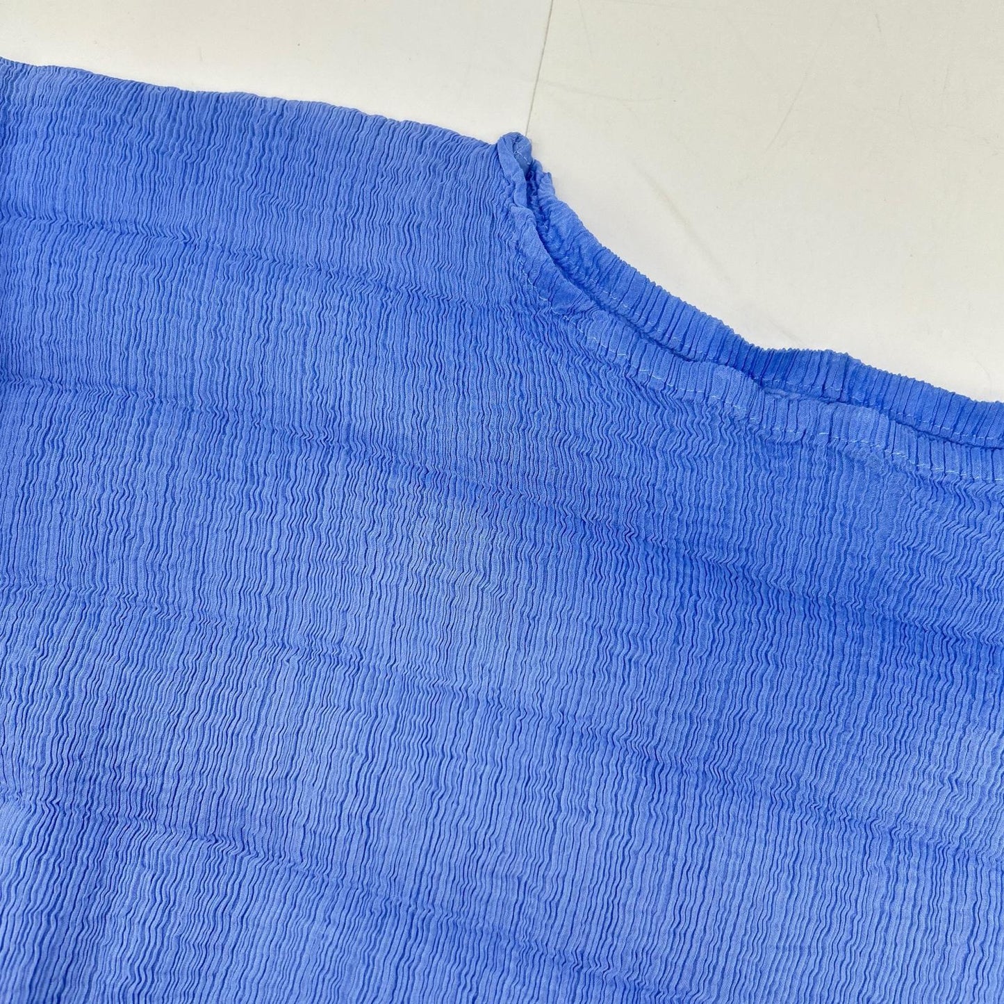 MeISSEYMIYAKE ミーイッセイミヤケ MI62FK361 ブルー RIPPLE SEE-THROUGH CREPE ブラウス トップス