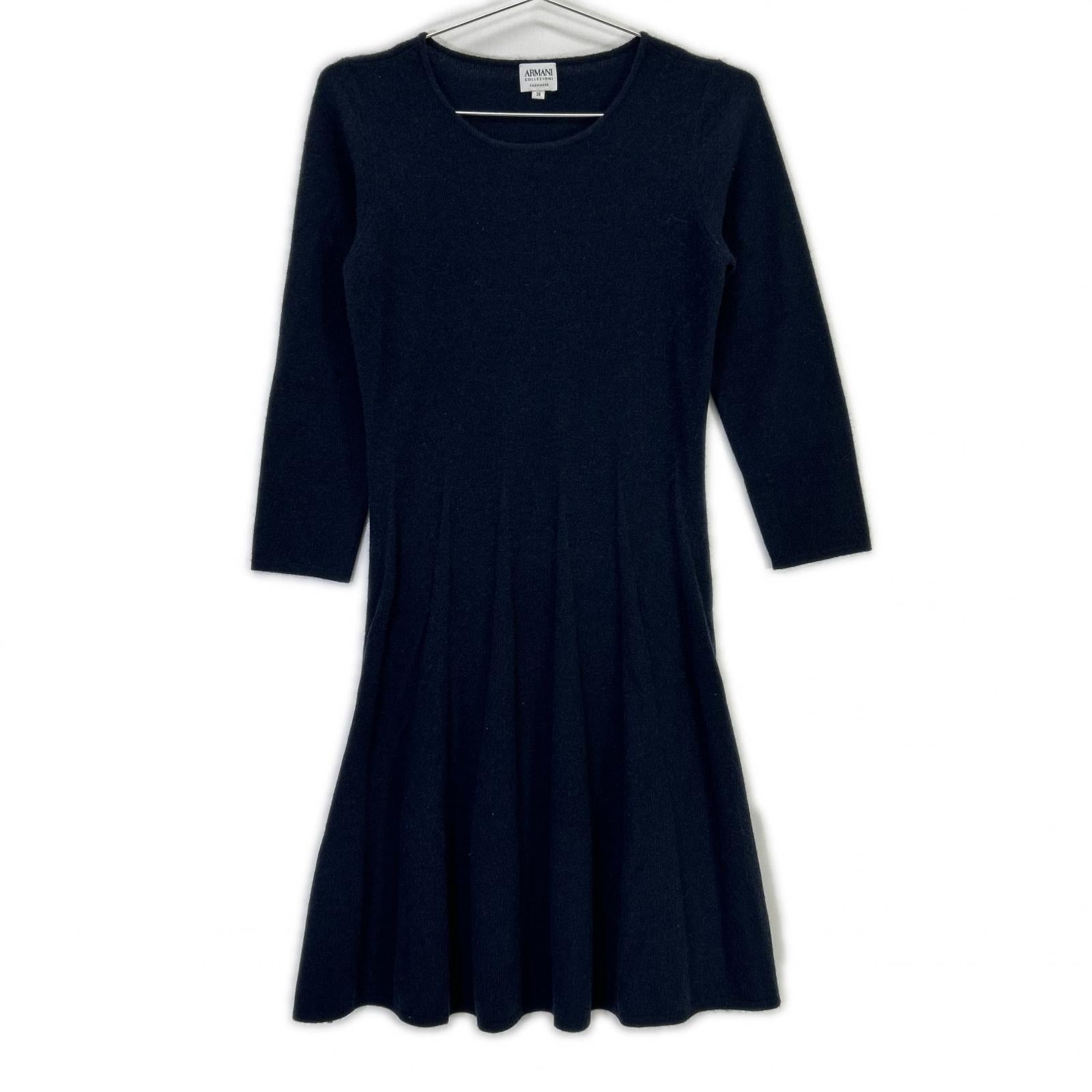 Navy cashmere one-piece dress 38 women's