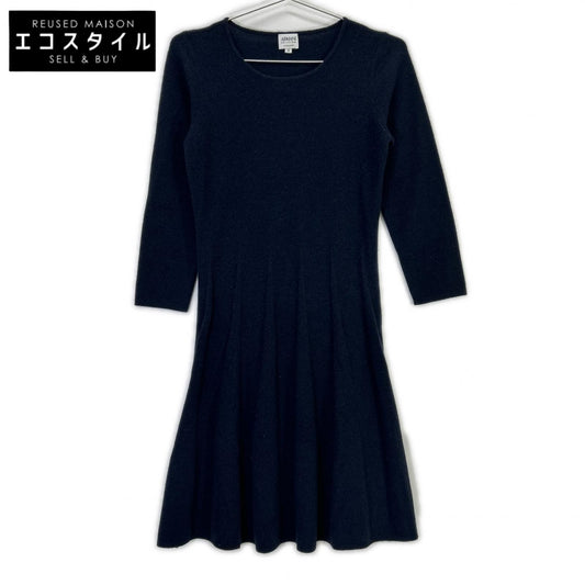 Navy cashmere one-piece dress 38 women's