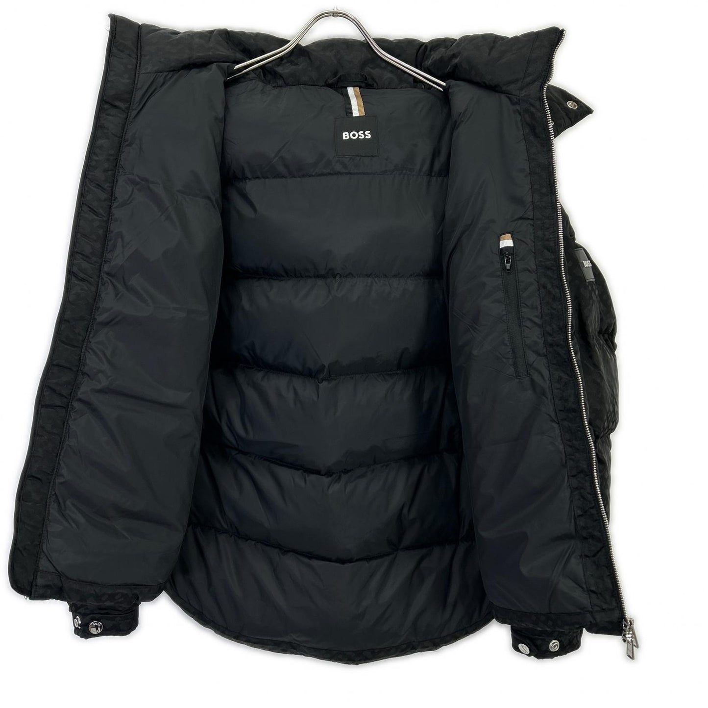 HUGO BOSS ヒューゴボス ﾌﾞﾗｯｸ ﾓﾉｸﾞﾗﾑ柄 中綿 ｼﾞｬｹｯﾄ ジャケット 46 メンズ