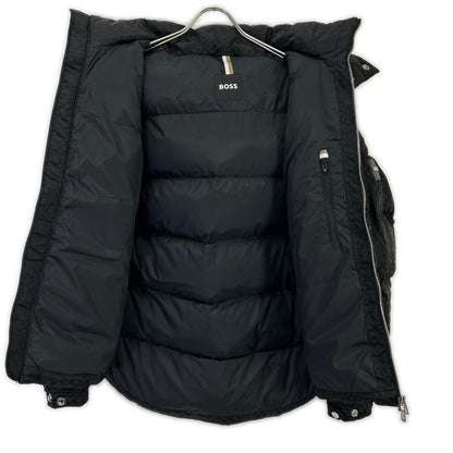 HUGO BOSS ヒューゴボス ﾌﾞﾗｯｸ ﾓﾉｸﾞﾗﾑ柄 中綿 ｼﾞｬｹｯﾄ ジャケット 46 メンズ