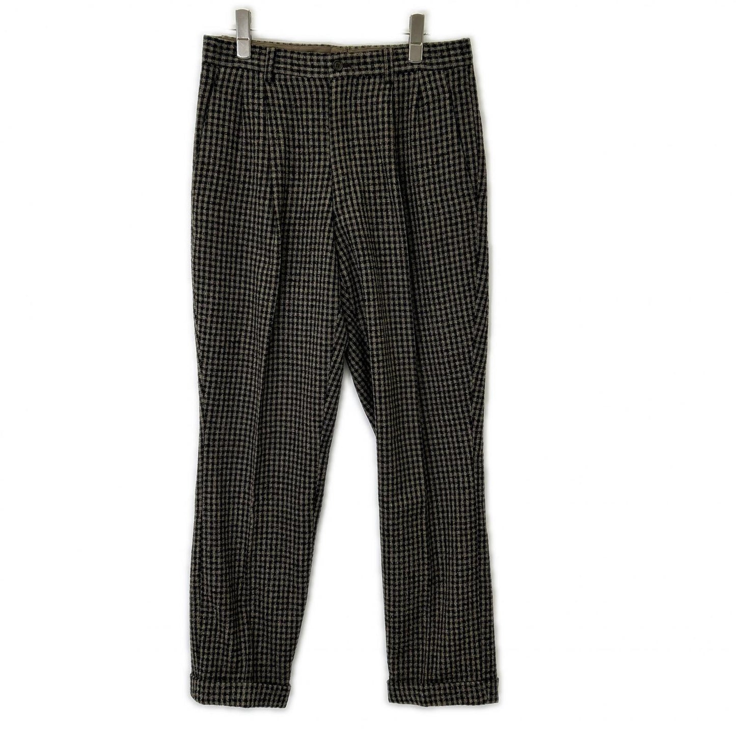 ISSEY MIYAKE MEN イッセイミヤケメン 80s ブラウン チェック ウール パンツ　筆タグ ボトムス