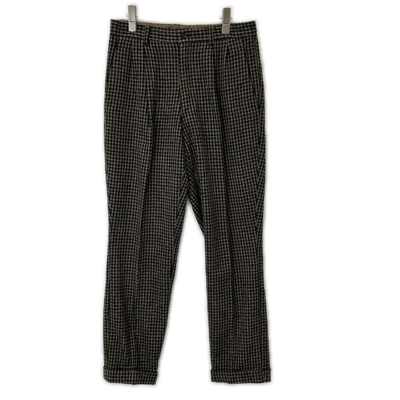 ISSEY MIYAKE MEN イッセイミヤケメン 80s ブラウン チェック ウール パンツ　筆タグ ボトムス