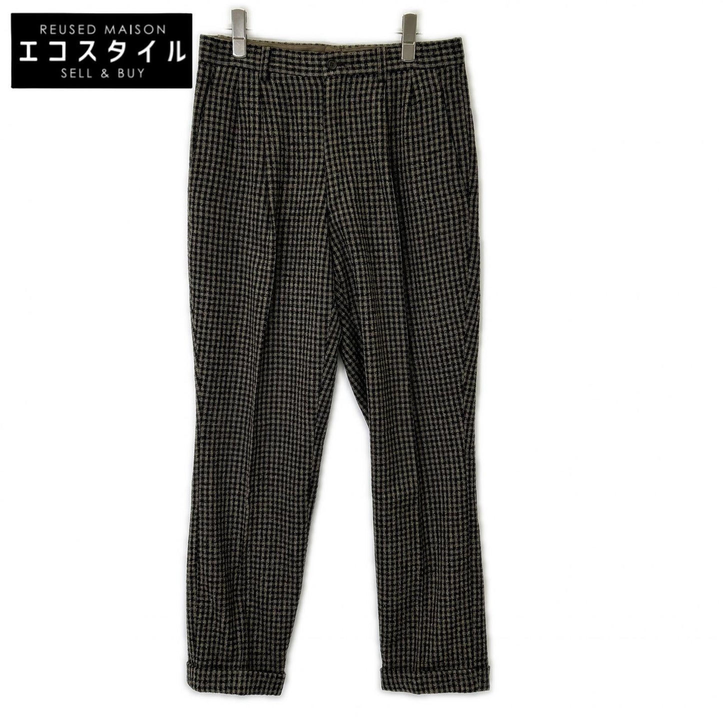 ISSEY MIYAKE MEN イッセイミヤケメン 80s ブラウン チェック ウール パンツ　筆タグ ボトムス