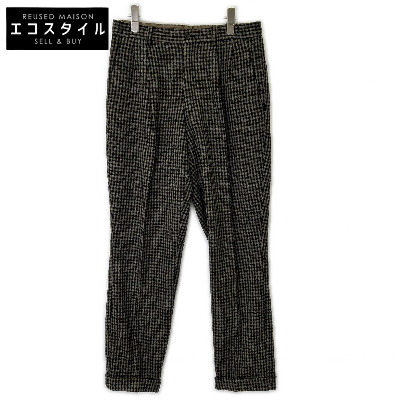 ISSEY MIYAKE MEN イッセイミヤケメン 80s ブラウン チェック ウール パンツ　筆タグ ボトムス