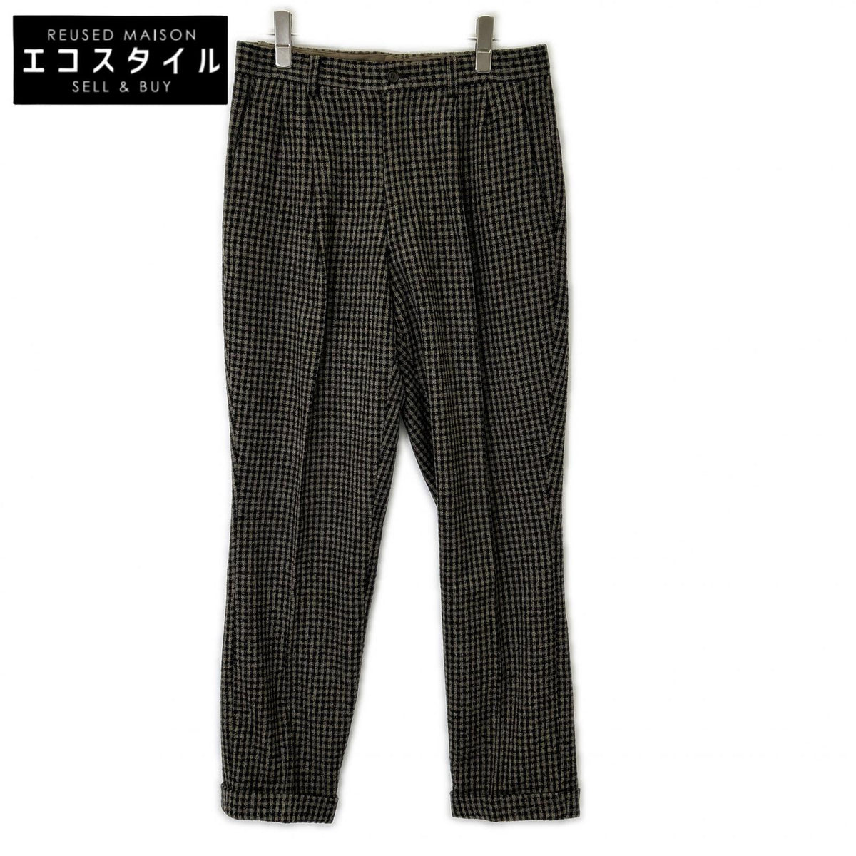ISSEY MIYAKE MEN イッセイミヤケメン 80s ブラウン チェック ウール パンツ　筆タグ ボトムス