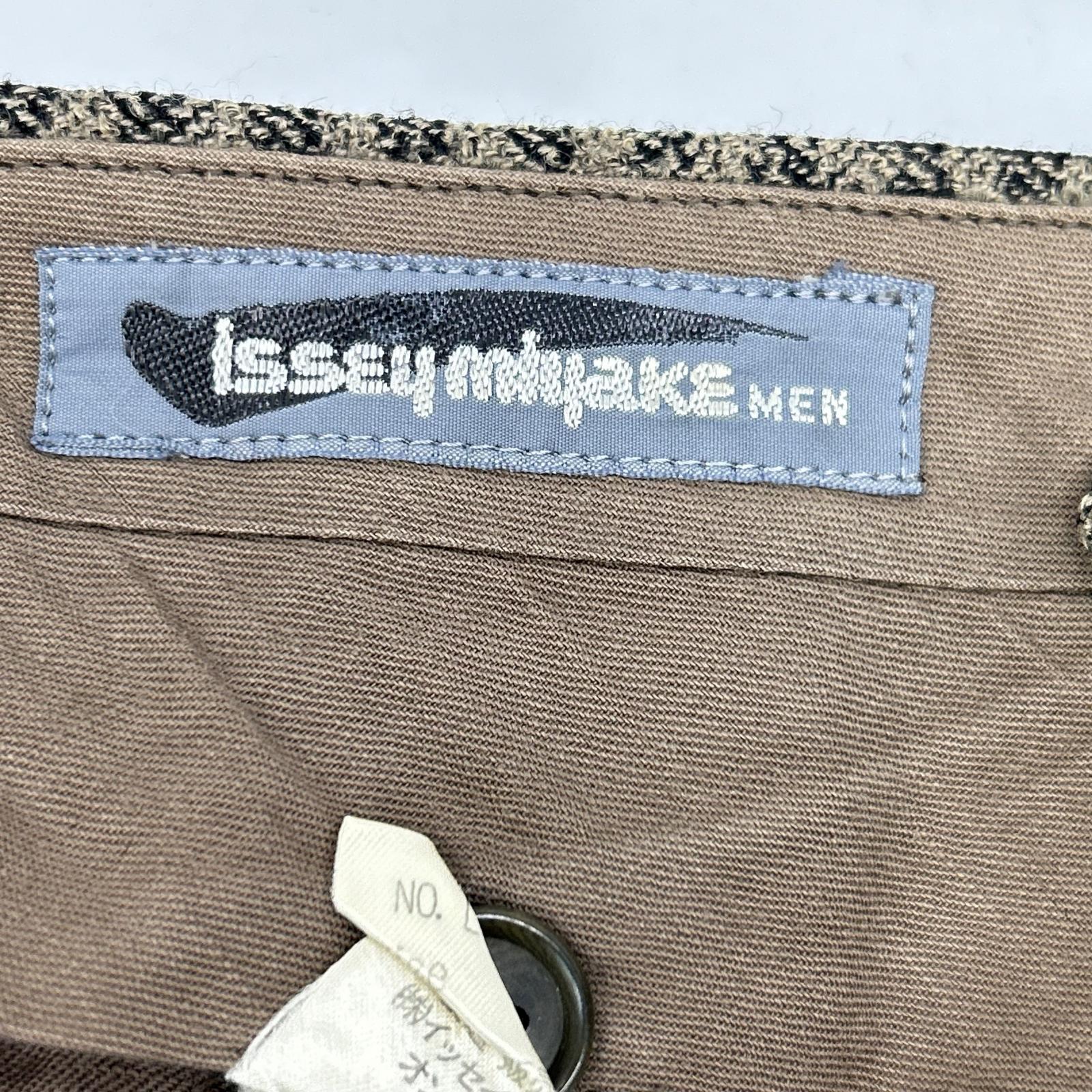 ISSEY MIYAKE MEN イッセイミヤケメン 80s ブラウン チェック ウール パンツ　筆タグ ボトムス