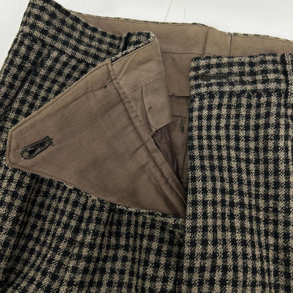 ISSEY MIYAKE MEN イッセイミヤケメン 80s ブラウン チェック ウール パンツ　筆タグ ボトムス