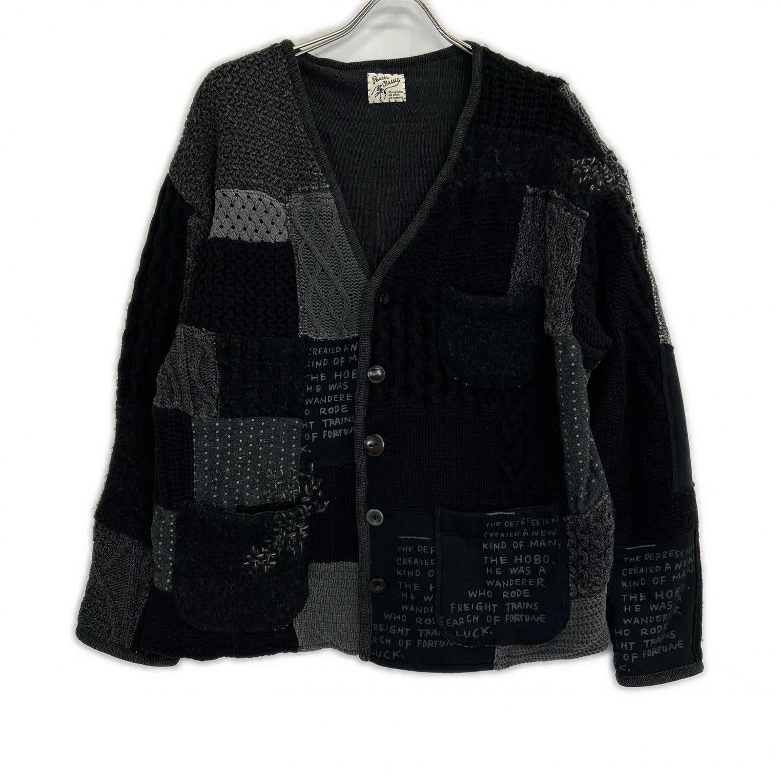 Porter Classic ポータークラシック ﾌﾞﾗｯｸ H/W PATCHWORK CARDIGAN トップス 2 メンズ