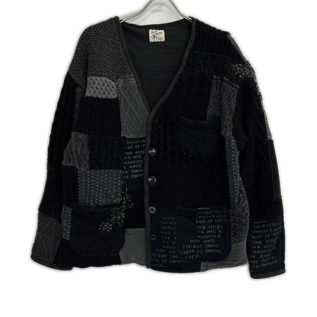 Porter Classic ポータークラシック ブラック H/W PATCHWORK CARDIGAN トップス