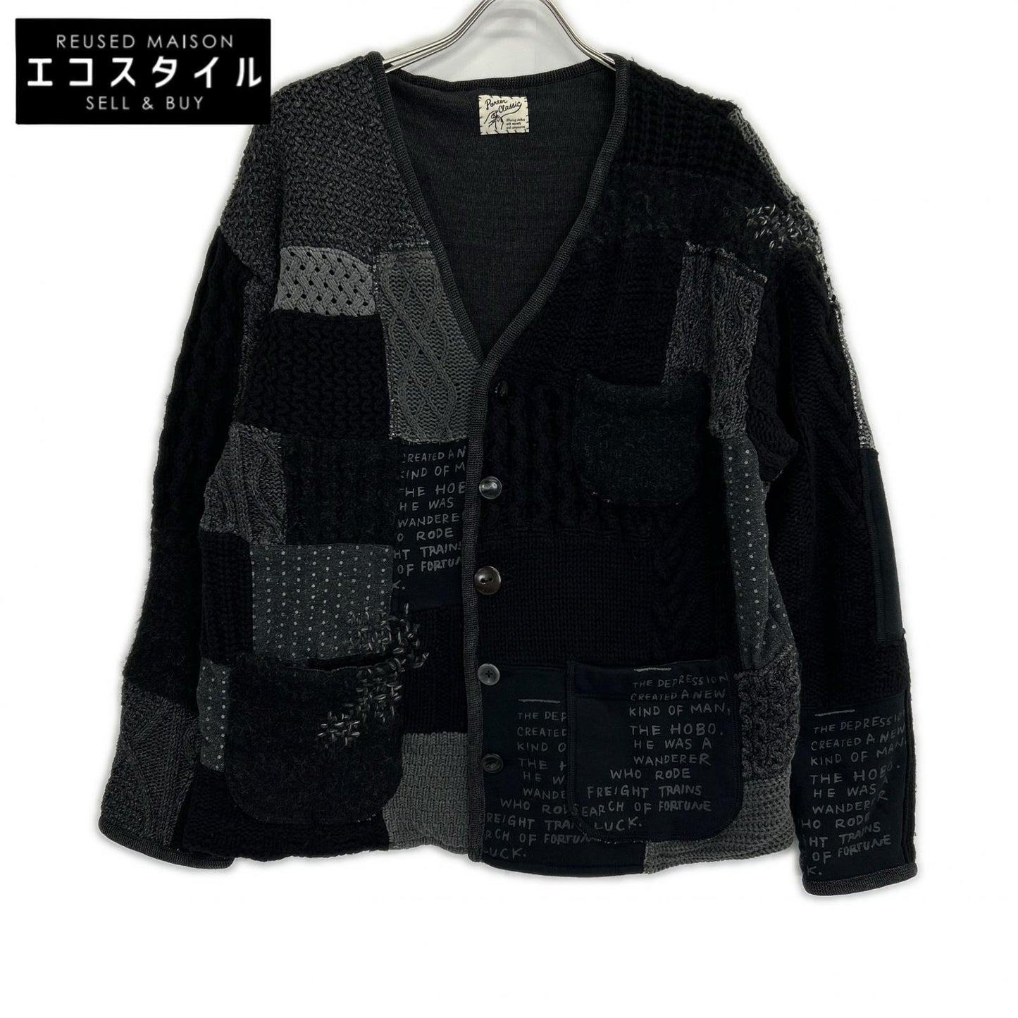 Porter Classic H/W PATCHWORK CARDIGAN Black Tops Size 2 Men's