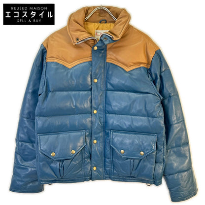 【Riding Master】ﾌﾞﾙｰ×ﾌﾞﾗｳﾝ ﾚｻﾞｰ ﾀﾞｳﾝｼﾞｬｹｯﾄ ジャケット 36 メンズ