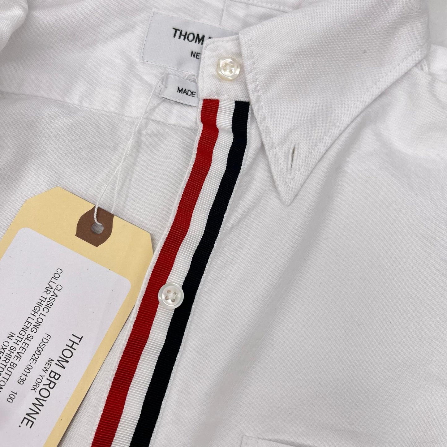 THOM BROWNE トムブラウン FDS002E-00139-100 ホワイト クラシック オックスフォード ロングシャツ トップス