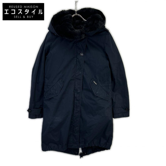 WOOLRICH ウールリッチ ネイビー ラビットファー ナイロン モッズコート コート