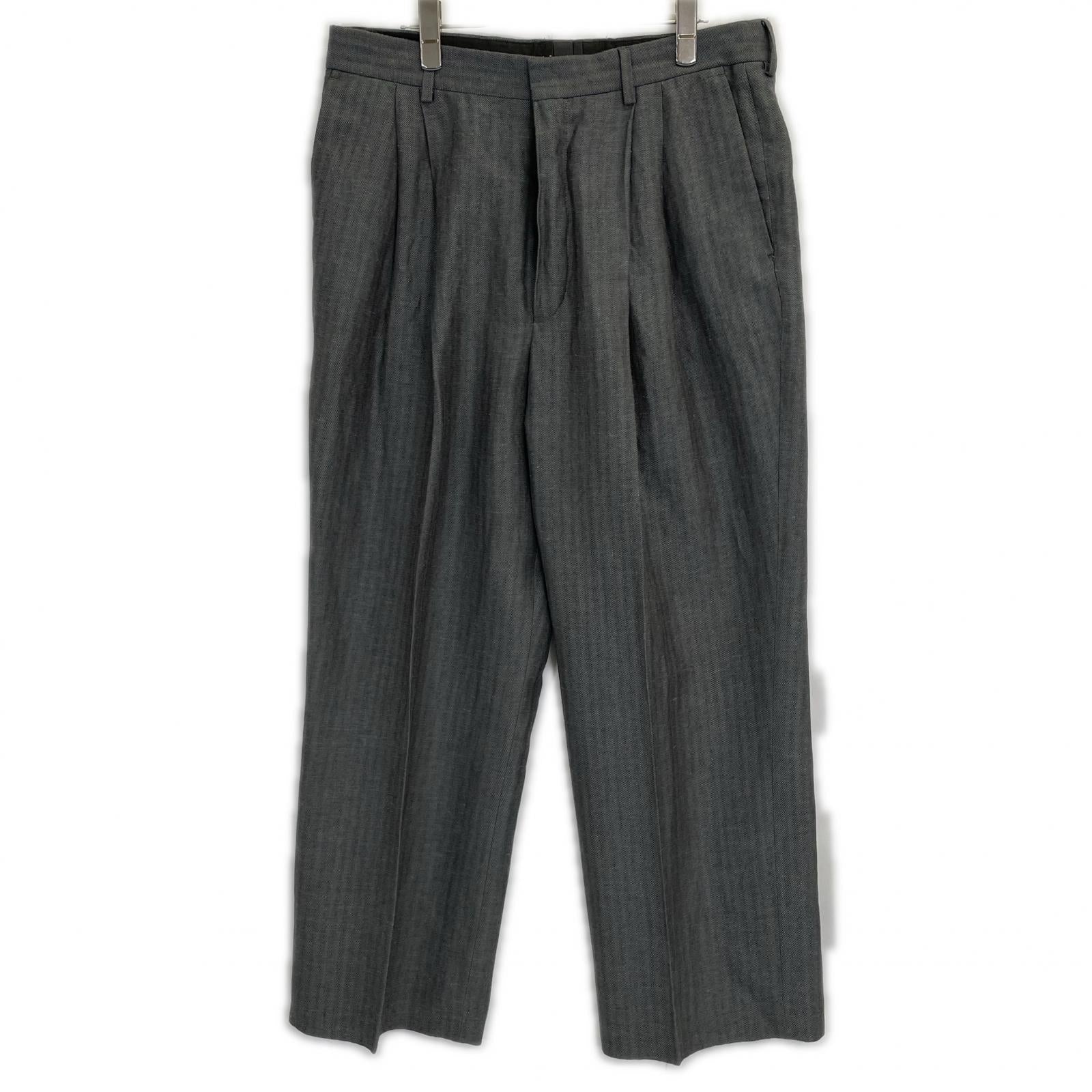 DRIES VAN NOTEN ドリスヴァンノッテン グレー ウール×リネン スラックス ボトムス