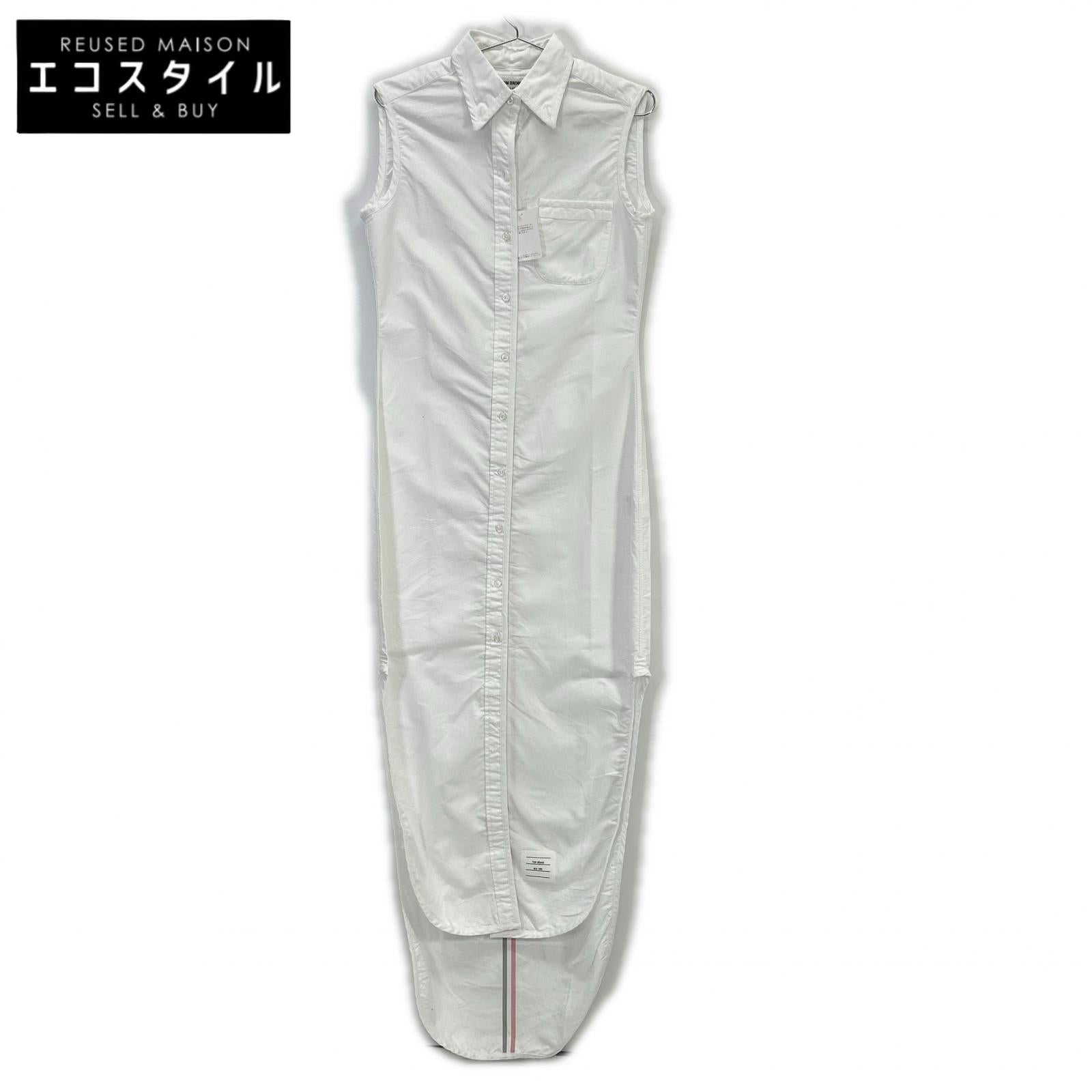 THOM BROWNE トムブラウン ホワイト オックスフォード ノースリーブ ワンピース ワンピース