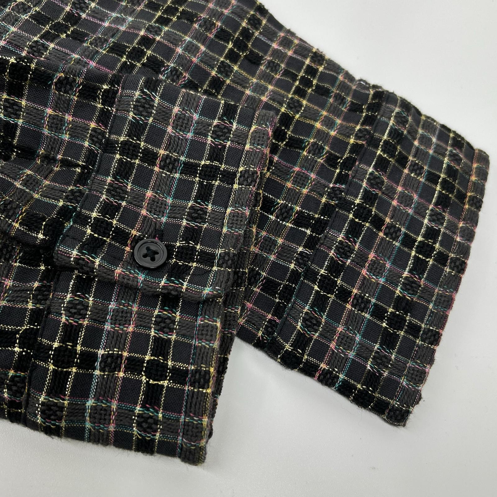 Supreme シュプリーム 25AW ブラック Metallic Plaid Zip Up Shirt トップス