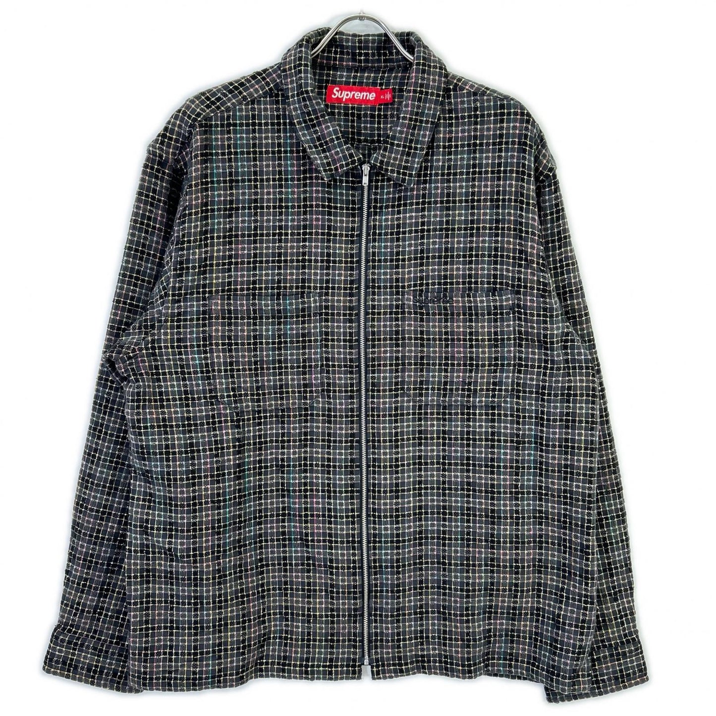 Supreme シュプリーム 25AW ブラック Metallic Plaid Zip Up Shirt トップス