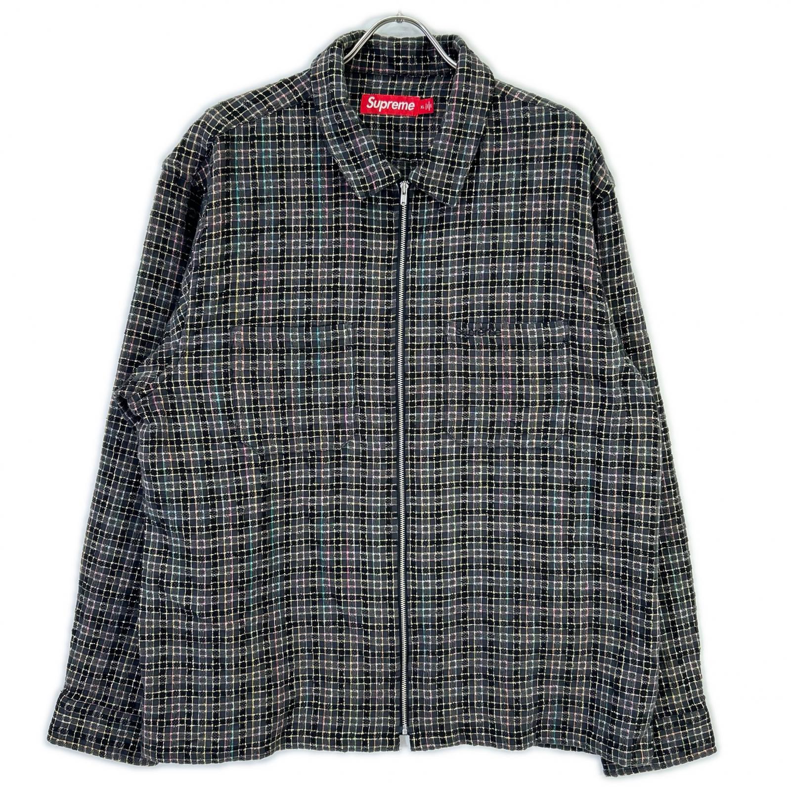 Supreme シュプリーム 25AW ブラック Metallic Plaid Zip Up Shirt トップス