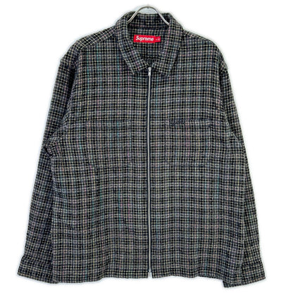 Supreme シュプリーム 25AW ブラック Metallic Plaid Zip Up Shirt トップス