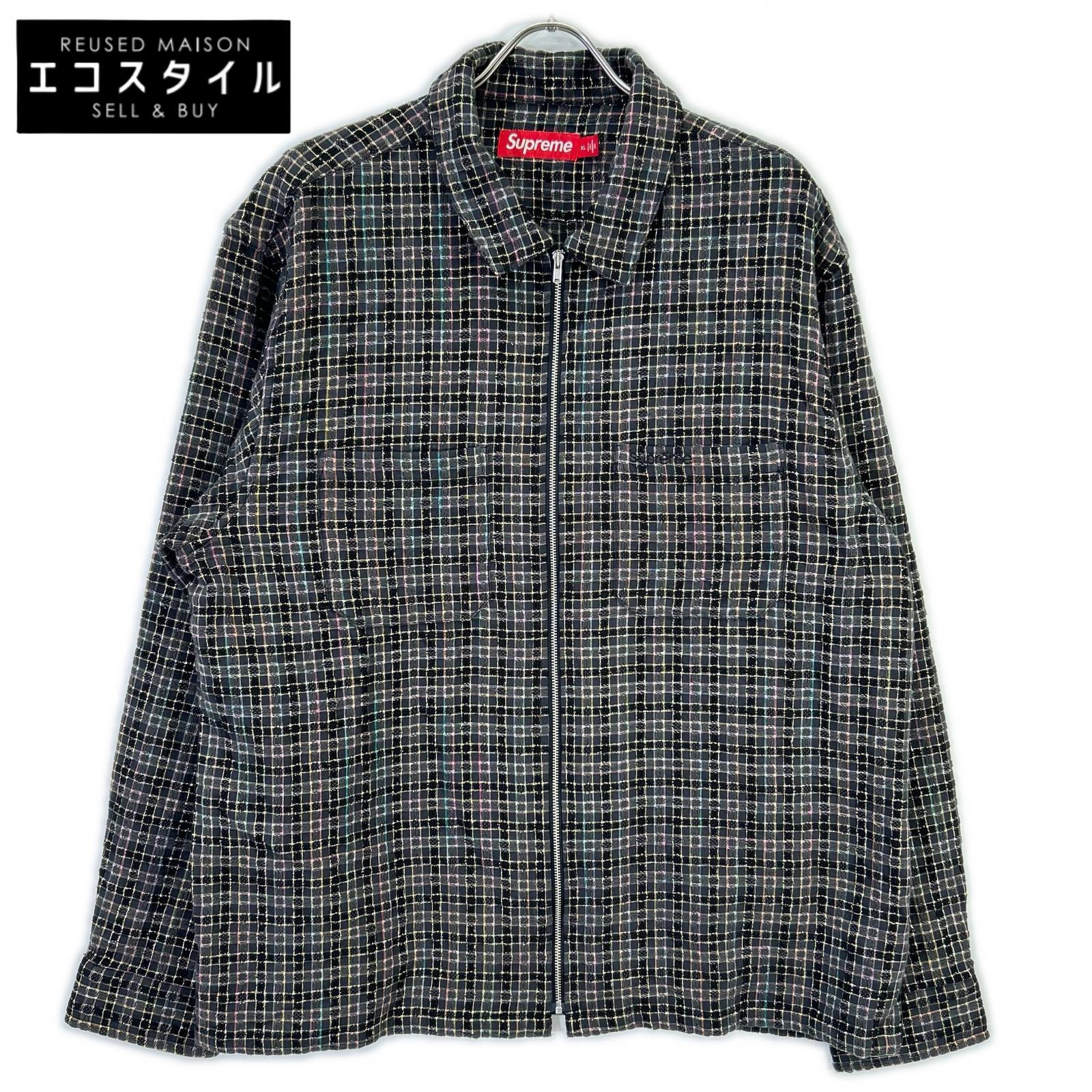 Supreme シュプリーム 25AW ブラック Metallic Plaid Zip Up Shirt トップス