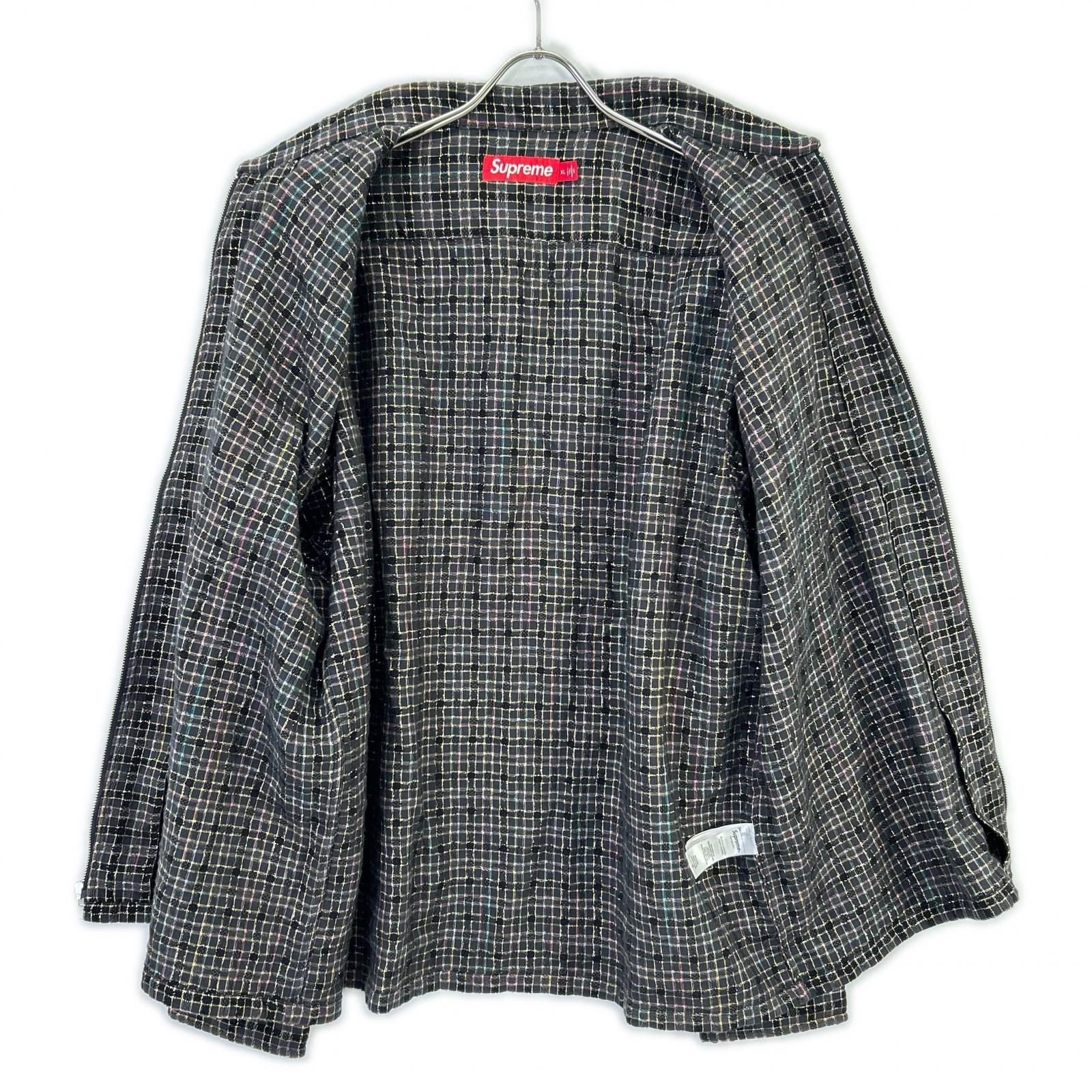 Supreme シュプリーム 25AW ブラック Metallic Plaid Zip Up Shirt トップス