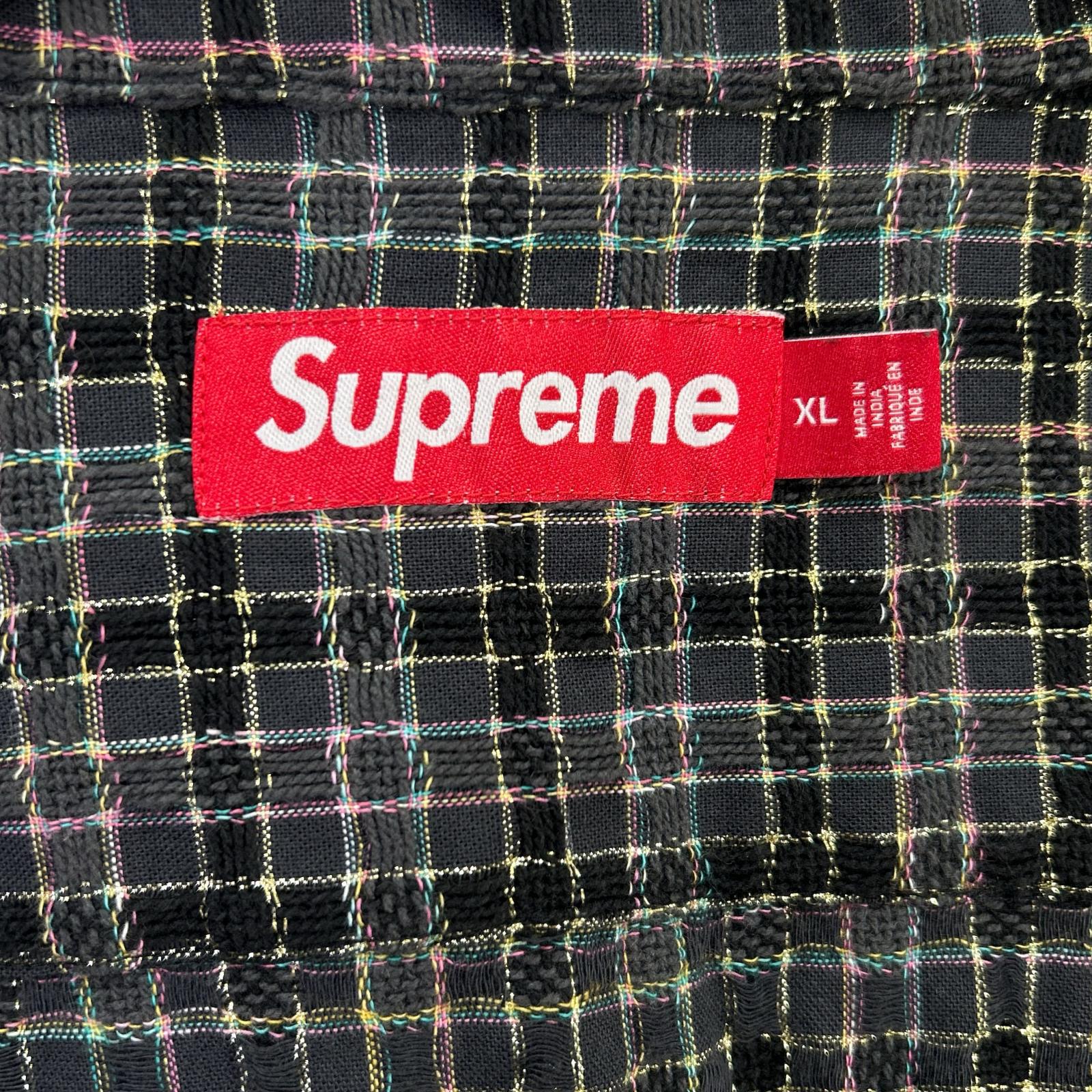 Supreme シュプリーム 25AW ブラック Metallic Plaid Zip Up Shirt トップス