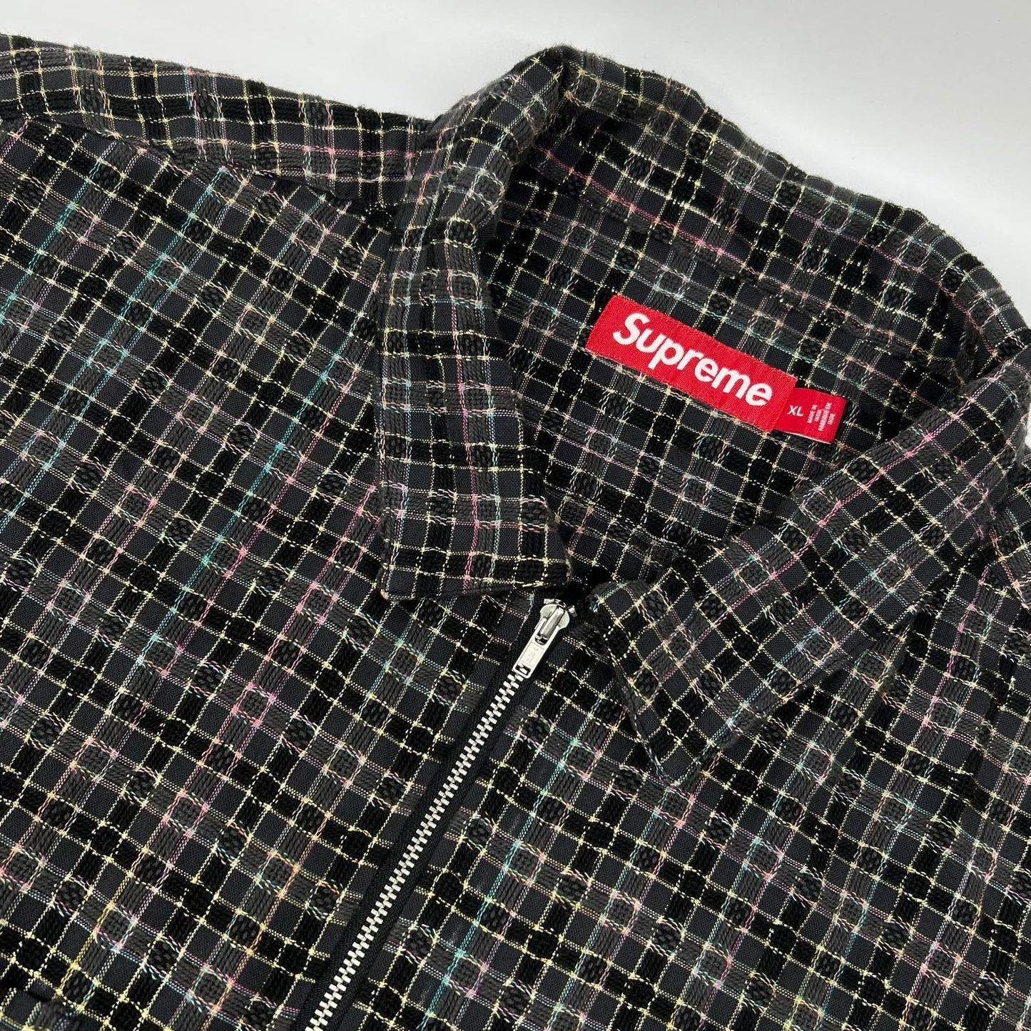 Supreme シュプリーム 25AW ブラック Metallic Plaid Zip Up Shirt トップス