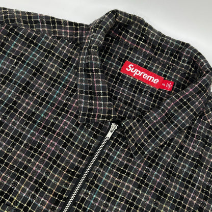Supreme シュプリーム 25AW ブラック Metallic Plaid Zip Up Shirt トップス