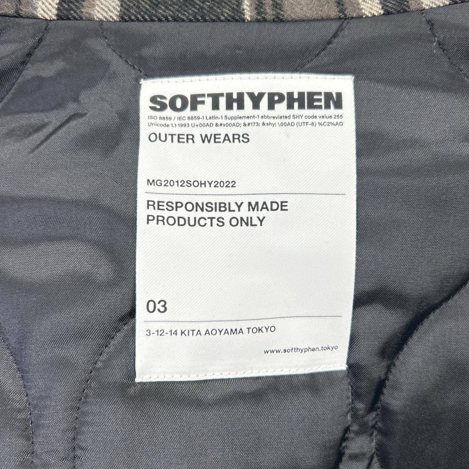 SOFTHYPHEN ソフトハイフン MGMFJ243111-931 ブラック チェック 中綿 ジャケット ジャケット