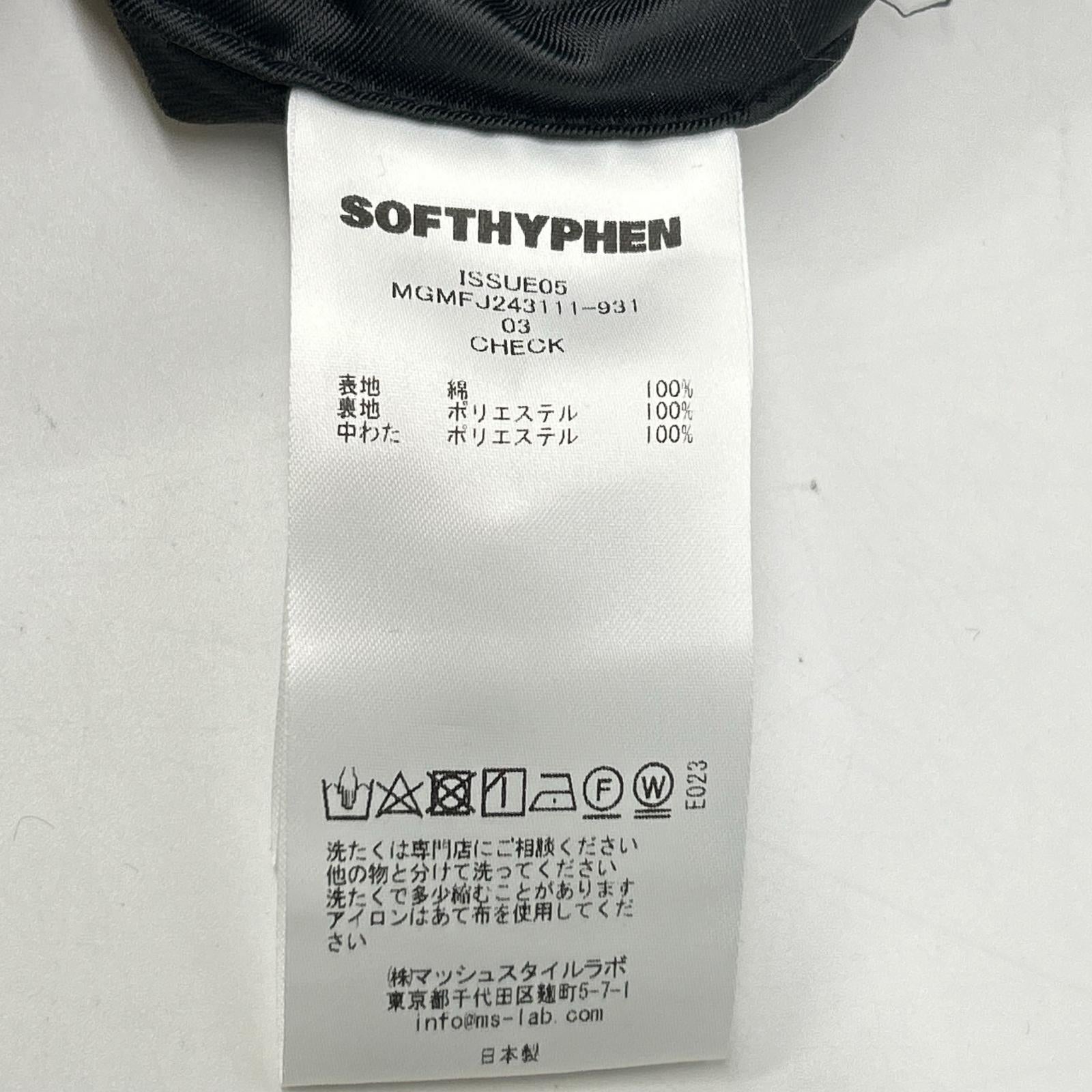 SOFTHYPHEN ソフトハイフン MGMFJ243111-931 ブラック チェック 中綿 ジャケット ジャケット