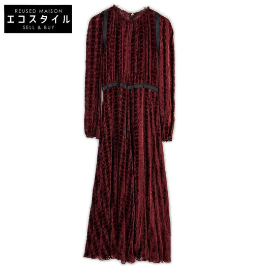 Longchamp Bordeaux partially leather velour dress