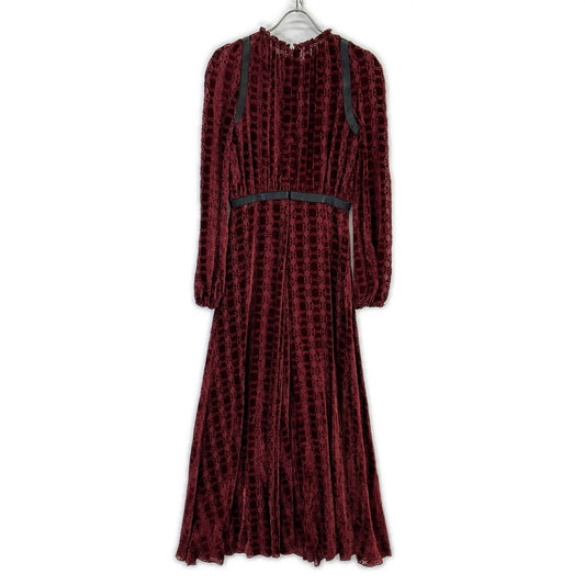Longchamp Bordeaux partially leather velour dress