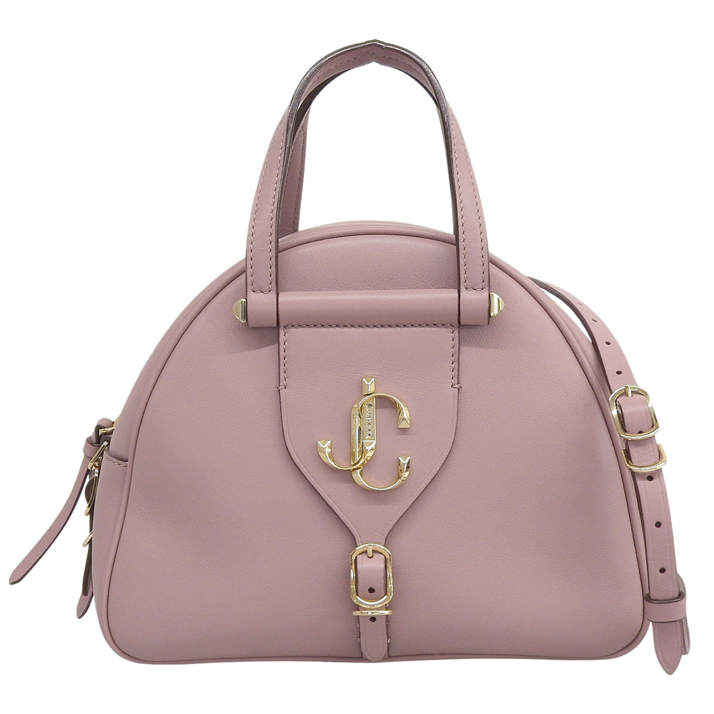 JIMMY CHOO ジミーチュウ 美品 ヴァレンヌ レザー 2WAY ハンドバッグ ショルダーバッグ レディース ピンクベージュ ハンドバッグ