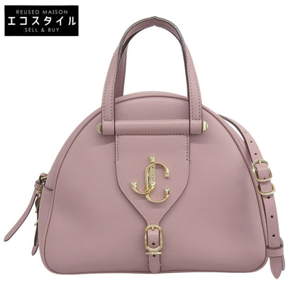 JIMMY CHOO ジミーチュウ 美品 ヴァレンヌ レザー 2WAY ハンドバッグ ショルダーバッグ レディース ピンクベージュ ハンドバッグ