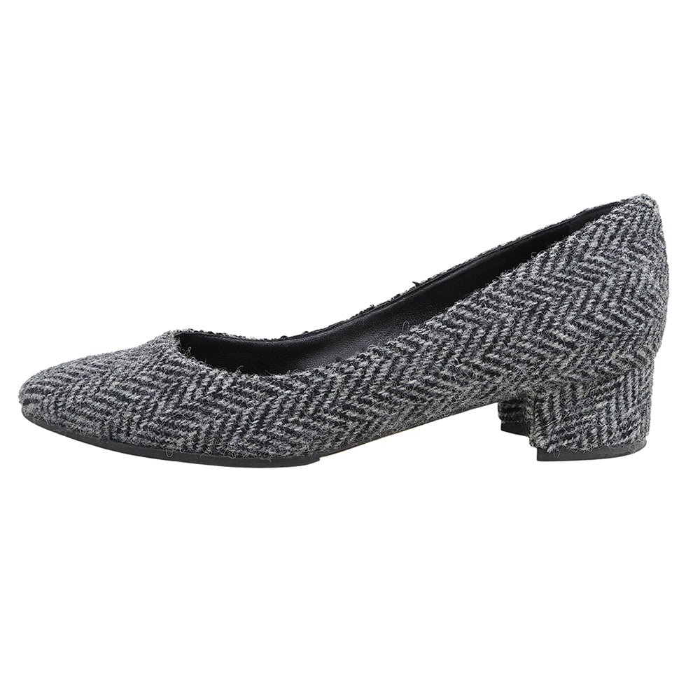 MANOLO BLAHNIK マノロブラニク LISTONY ハウンドトゥース ウール チャンキーヒール パンプス シューズ レディース 黒 ブラック 36 シューズ