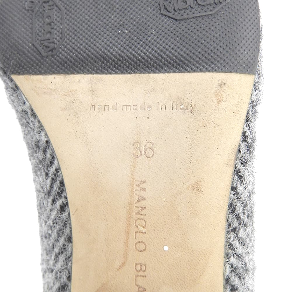 MANOLO BLAHNIK マノロブラニク LISTONY ハウンドトゥース ウール チャンキーヒール パンプス シューズ レディース 黒 ブラック 36 シューズ