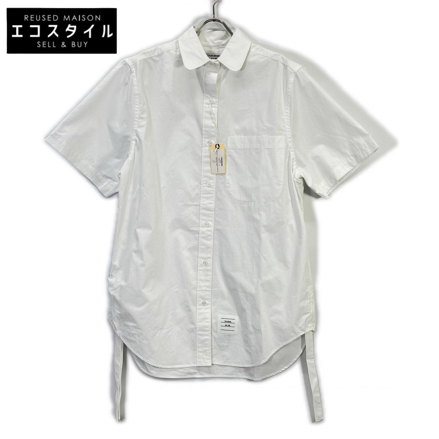 THOM BROWNE トムブラウン ホワイト ヘビーポプリン スーパサイズ ミニシャツワンピース ワンピース
