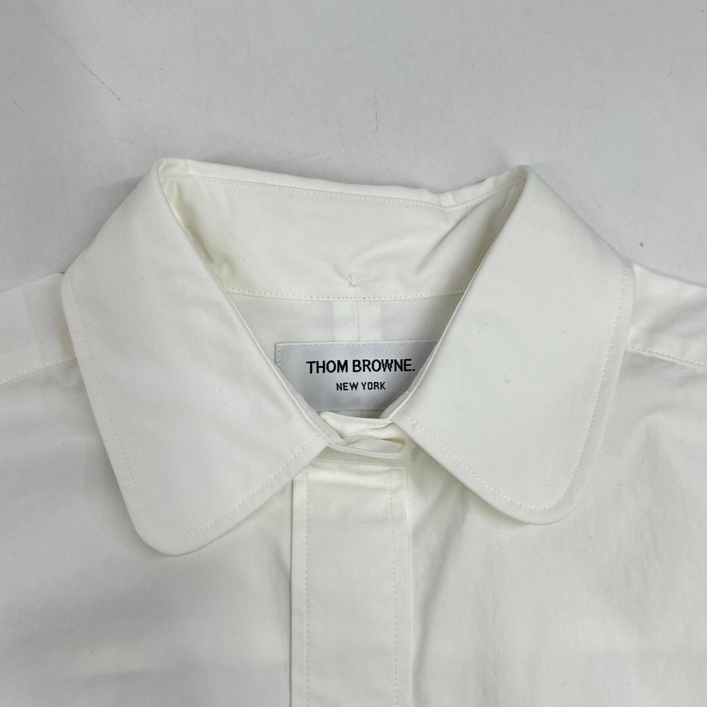 THOM BROWNE トムブラウン ホワイト ヘビーポプリン スーパサイズ ミニシャツワンピース ワンピース