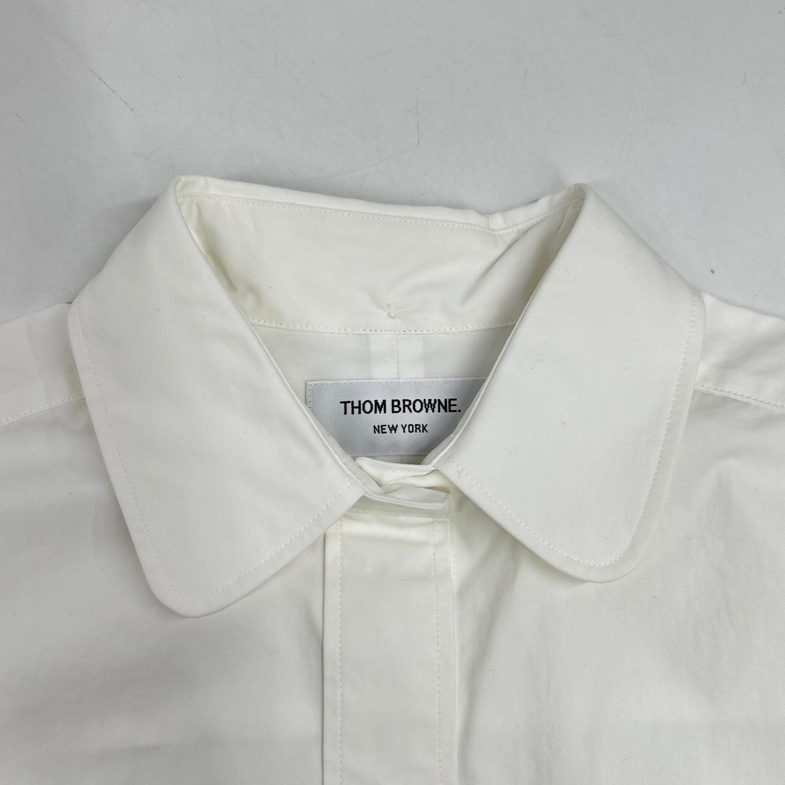 THOM BROWNE トムブラウン ホワイト ヘビーポプリン スーパサイズ ミニシャツワンピース ワンピース