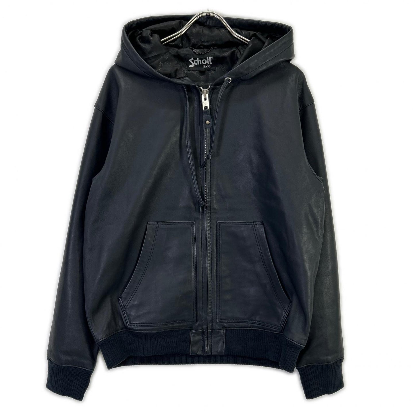 SCHOTT ショット 3111054 ネイビー レザー パーカー トップス