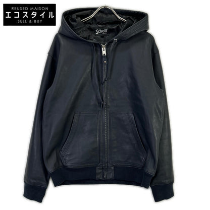 SCHOTT ショット 3111054 ネイビー レザー パーカー トップス