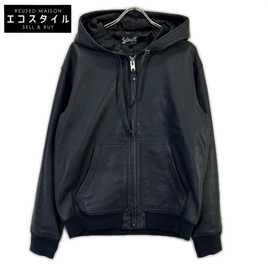 SCHOTT ショット 3111054 ネイビー レザー パーカー トップス