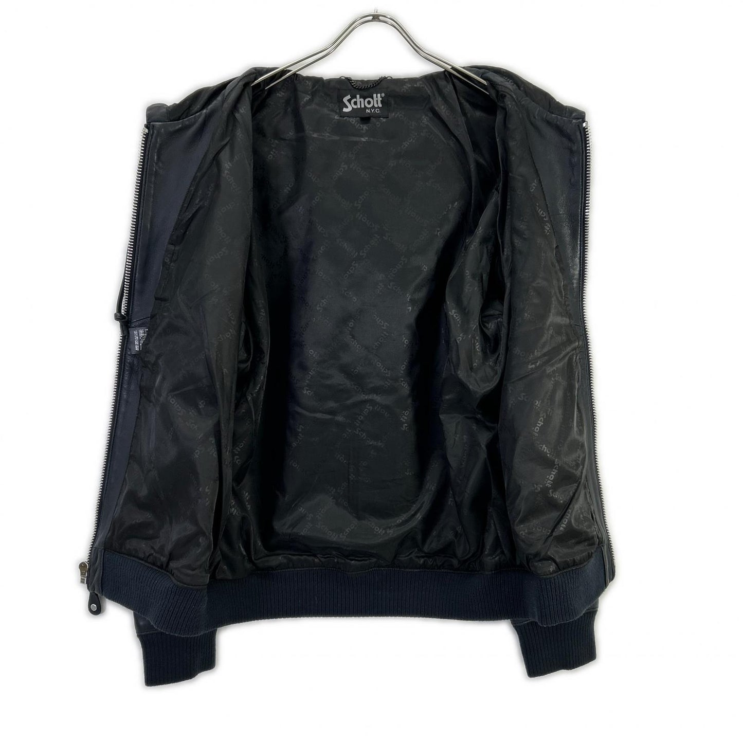 SCHOTT ショット 3111054 ネイビー レザー パーカー トップス