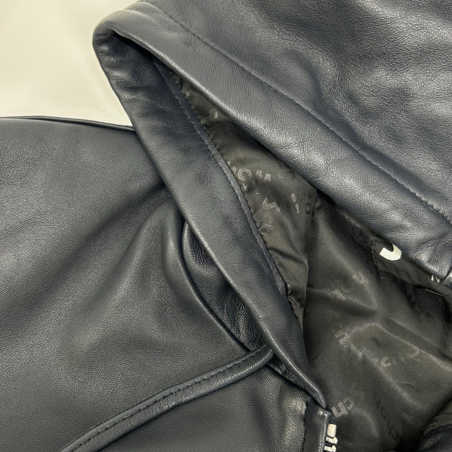 SCHOTT ショット 3111054 ネイビー レザー パーカー トップス